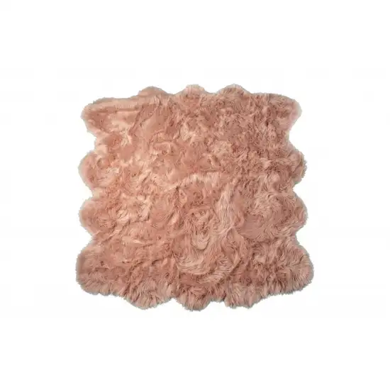 Dusty Rose Faux Fur Washable Non Skid Area Rug Photo 1