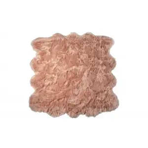 Photo of Dusty Rose Faux Fur Washable Non Skid Area Rug