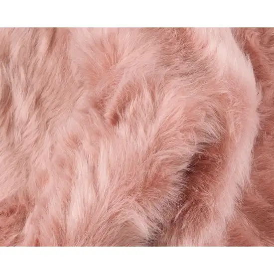 Dusty Rose Plush Faux Sheepskin Area Rug Photo 2