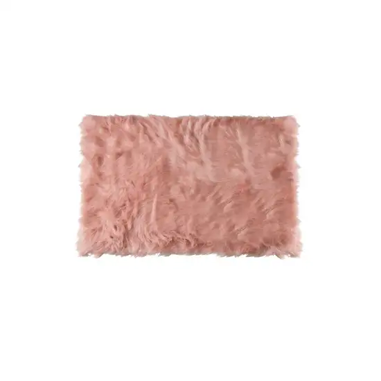 Dusty Rose Plush Faux Sheepskin Area Rug Photo 1