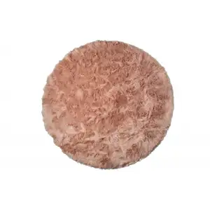 Photo of Dusty Rose Round Faux Fur Washable Non Skid Area Rug