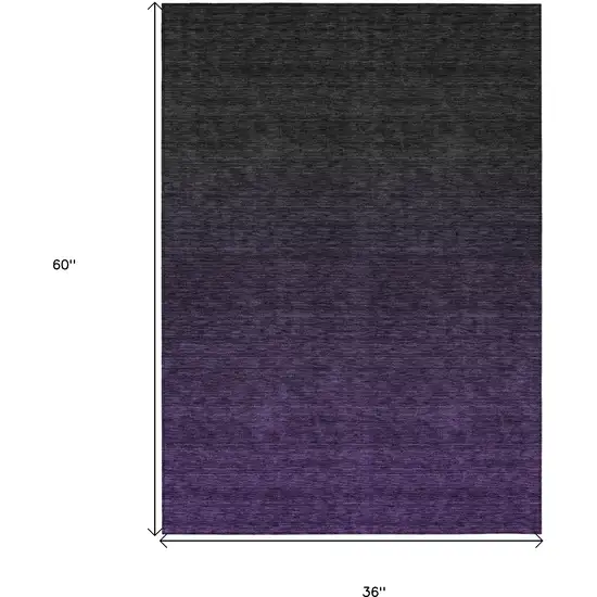 Eggplant Purple And Charcoal Abstract Washable Indoor Outdoor Area Rug Photo 3