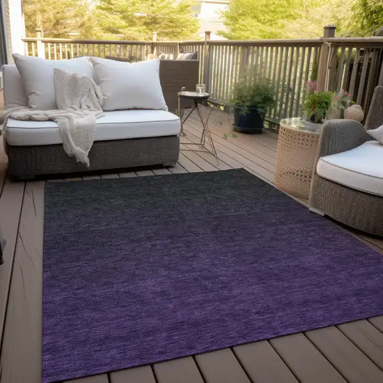 Eggplant Purple And Charcoal Abstract Washable Indoor Outdoor Area Rug Photo 8