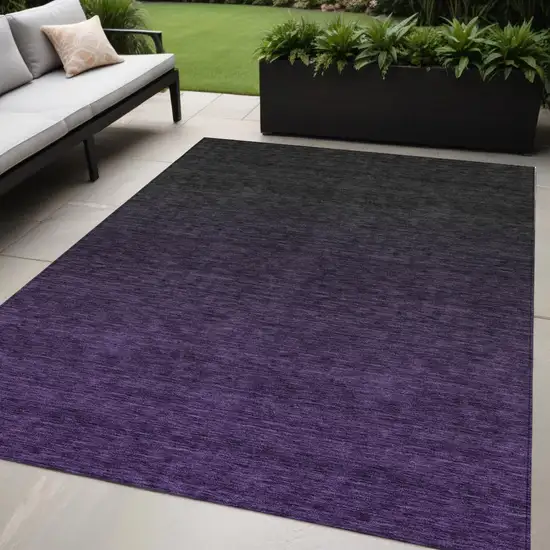 Eggplant Purple And Charcoal Abstract Washable Indoor Outdoor Area Rug Photo 1