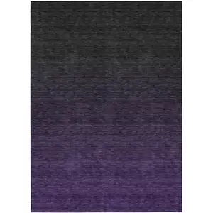 Photo of Eggplant Purple And Charcoal Abstract Washable Indoor Outdoor Area Rug