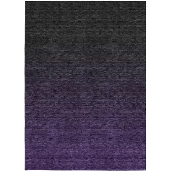 Eggplant Purple And Charcoal Abstract Washable Indoor Outdoor Area Rug Photo 3