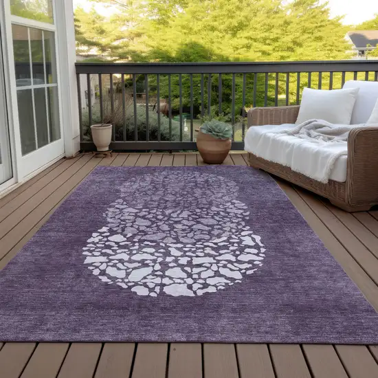 Eggplant Purple And Lilac Abstract Washable Indoor Outdoor Area Rug Photo 7