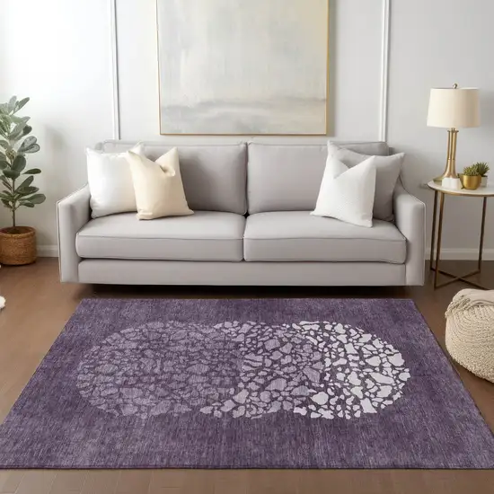 Eggplant Purple And Lilac Abstract Washable Indoor Outdoor Area Rug Photo 8