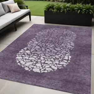 Photo of Eggplant Purple And Lilac Abstract Washable Indoor Outdoor Area Rug