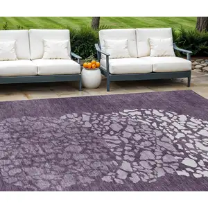 Photo of Eggplant Purple And Lilac Abstract Washable Indoor Outdoor Area Rug