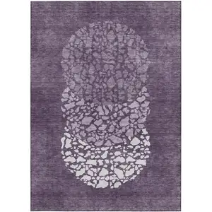 Photo of Eggplant Purple And Lilac Abstract Washable Indoor Outdoor Area Rug