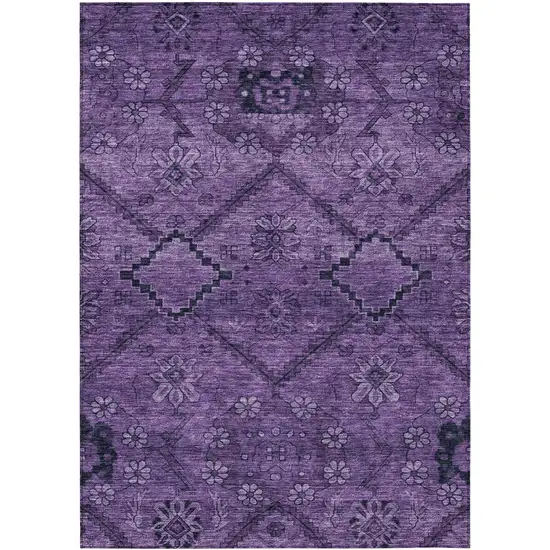 Eggplant Purple And Plum Floral Washable Indoor Outdoor Area Rug Photo 2