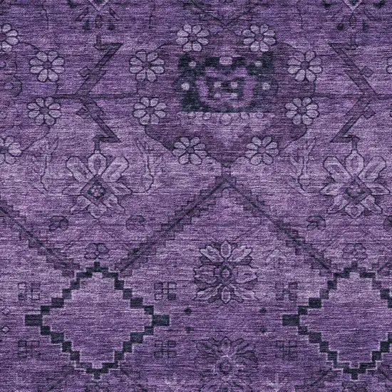 Eggplant Purple And Plum Floral Washable Indoor Outdoor Area Rug Photo 6