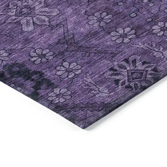 Eggplant Purple And Plum Floral Washable Indoor Outdoor Area Rug Photo 5