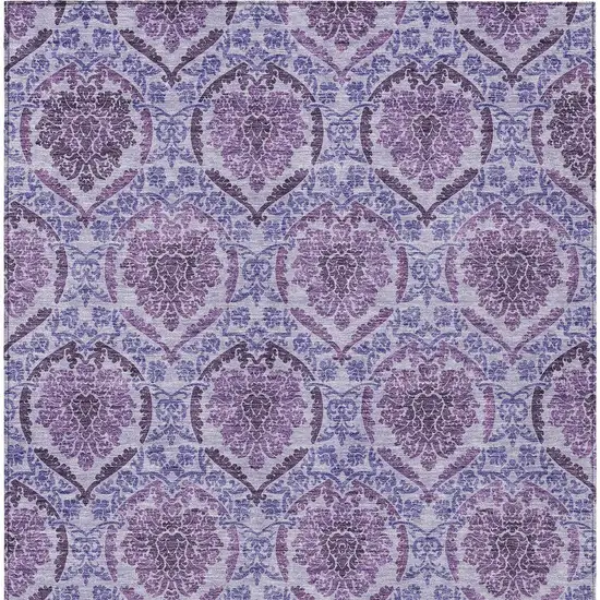 Eggplant Purple And Silver Medallion Washable Indoor Outdoor Area Rug Photo 7