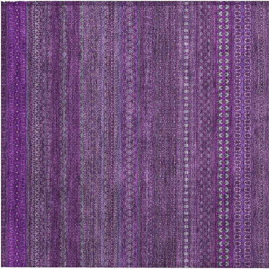 Eggplant Striped Washable Non Skid Indoor Outdoor Area Rug Photo 6