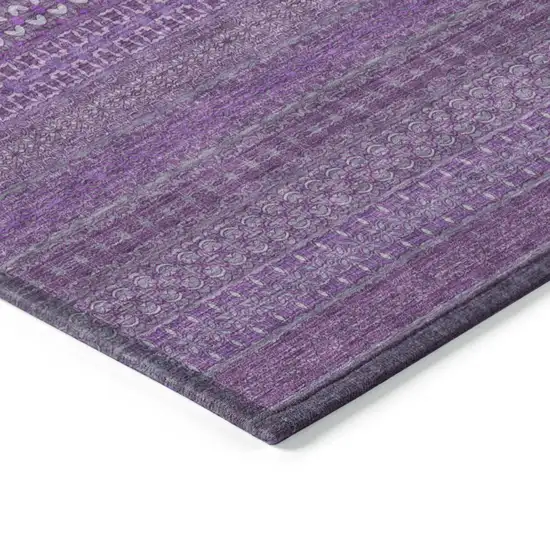 Eggplant Striped Washable Non Skid Indoor Outdoor Area Rug Photo 4