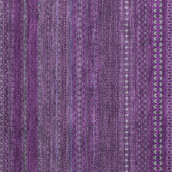 Eggplant Striped Washable Non Skid Indoor Outdoor Area Rug Photo 5