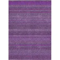 Photo of Eggplant Striped Washable Non Skid Indoor Outdoor Area Rug