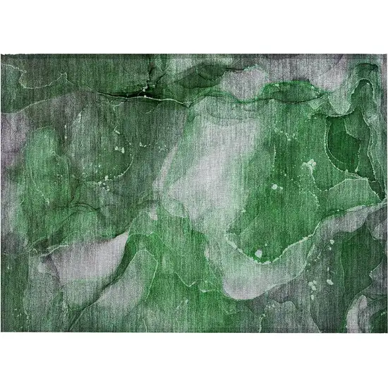 Emerald Abstract Washable Non Skid Indoor Outdoor Area Rug Photo 2