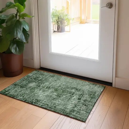 Emerald Abstract Washable Non Skid Indoor Outdoor Area Rug Photo 8