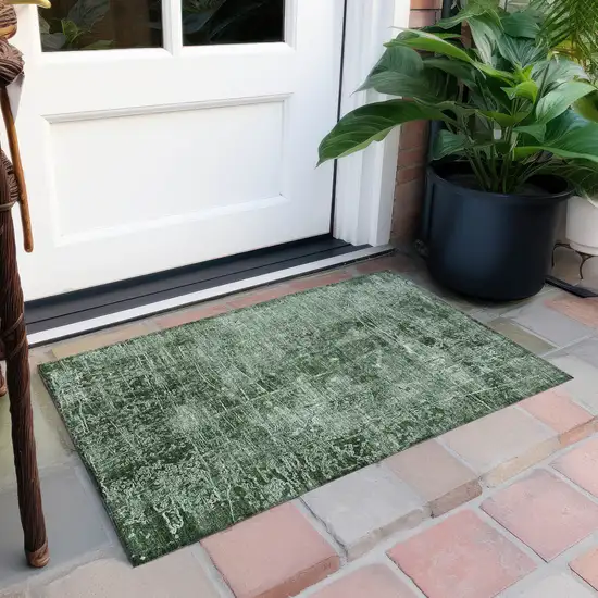 Emerald Abstract Washable Non Skid Indoor Outdoor Area Rug Photo 9