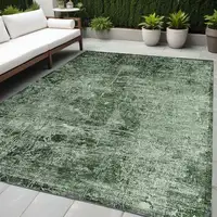 Photo of Emerald Abstract Washable Non Skid Indoor Outdoor Area Rug