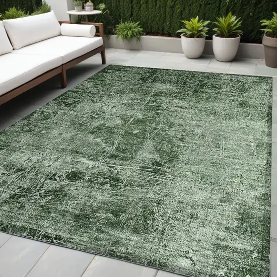 Emerald Abstract Washable Non Skid Indoor Outdoor Area Rug Photo 1