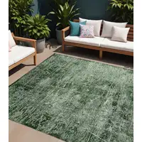 Photo of Emerald Abstract Washable Non Skid Indoor Outdoor Area Rug