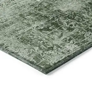 Photo of Emerald Abstract Washable Non Skid Indoor Outdoor Area Rug