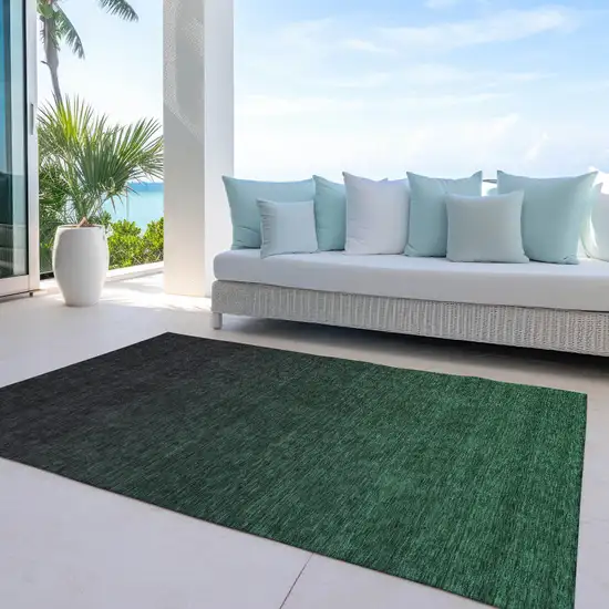 Emerald And Charcoal Abstract Washable Indoor Outdoor Area Rug Photo 7