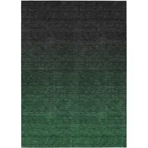 Photo of Emerald And Charcoal Abstract Washable Indoor Outdoor Area Rug