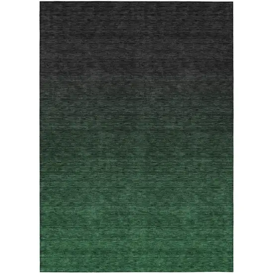 Emerald And Charcoal Abstract Washable Indoor Outdoor Area Rug Photo 1