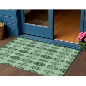 Photo of Emerald And Green Moroccan Washable Indoor Outdoor Area Rug