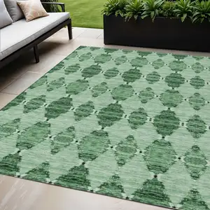 Photo of Emerald And Green Moroccan Washable Indoor Outdoor Area Rug