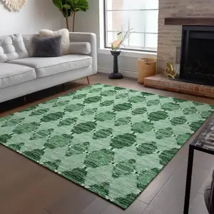 Photo of Emerald And Green Moroccan Washable Indoor Outdoor Area Rug