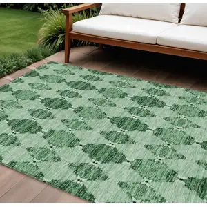 Photo of Emerald And Green Moroccan Washable Indoor Outdoor Area Rug