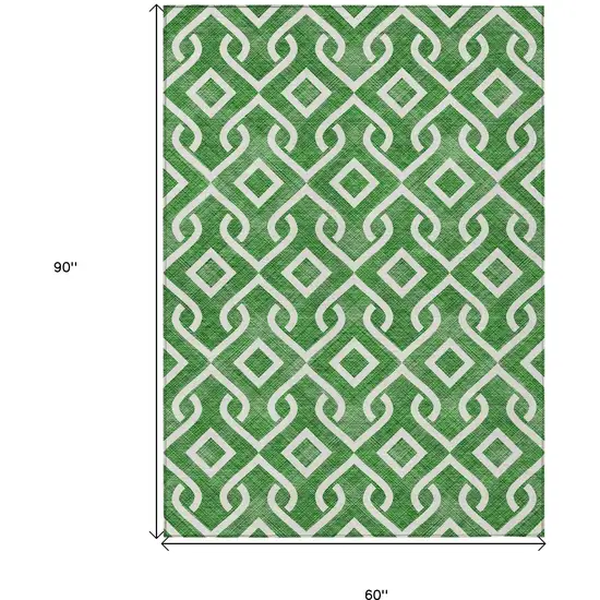 Emerald And Ivory Geometric Washable Indoor Outdoor Area Rug Photo 3