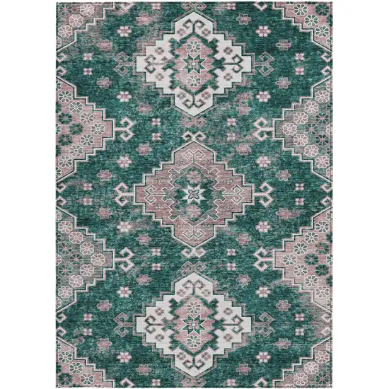 Emerald Brown And Ivory Medallion Washable Indoor Outdoor Area Rug Photo 7