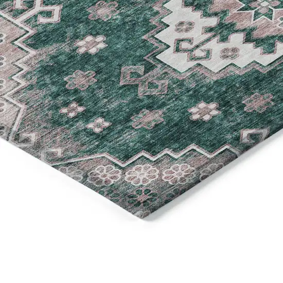 Emerald Brown And Ivory Medallion Washable Indoor Outdoor Area Rug Photo 5