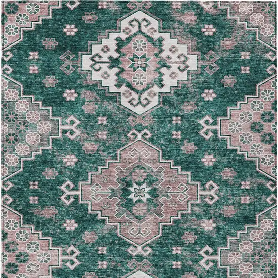 Emerald Brown And Ivory Medallion Washable Indoor Outdoor Area Rug Photo 7