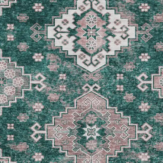 Emerald Brown And Ivory Medallion Washable Indoor Outdoor Area Rug Photo 6