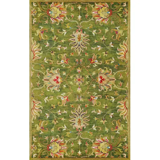 Emerald Green Hand Tufted Traditional Floral Indoor Area Rug Photo 1