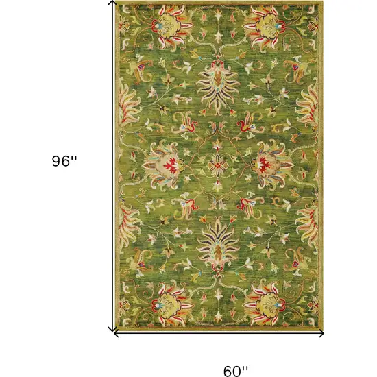 Emerald Green Hand Tufted Traditional Floral Indoor Area Rug Photo 8