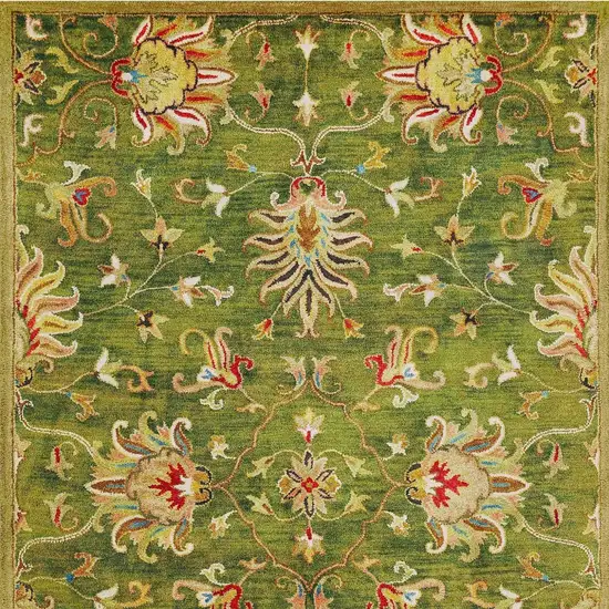 Green New Zealand Lambs Wool Floral Hand Tufted Area Rug Photo 5