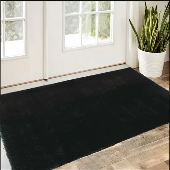 2'X4' Espresso Brown Indoor Shag Rug Photo 2