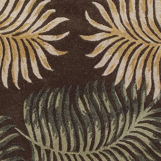 Espresso Fern Leaves Wool Area Rug Photo 2