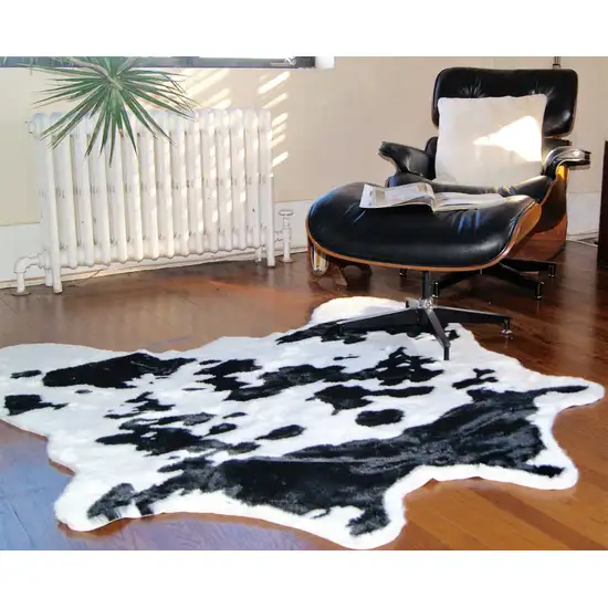 Faux Cow Hide Black And White Area Rug Photo 3