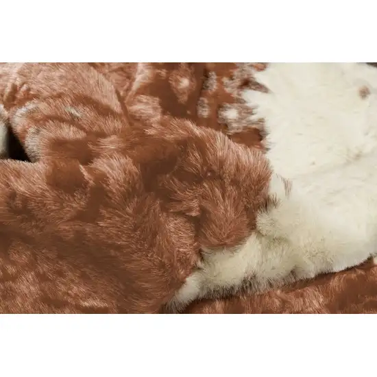 Faux Cow Hide Brown And Ivory Area Rug Photo 2