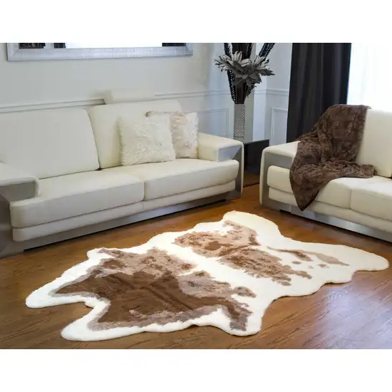 Faux Cow Hide Brown And Ivory Area Rug Photo 3